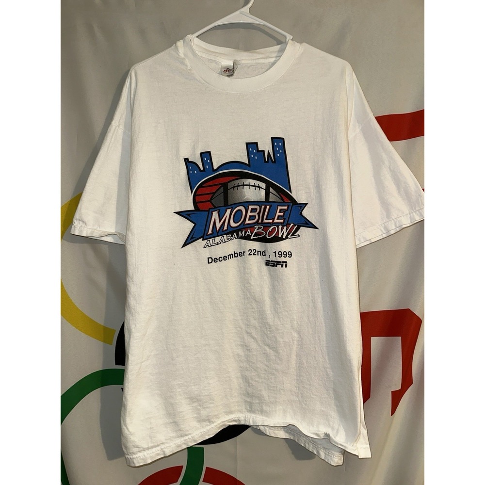 Vintage 1999 Mobile Alabama Bowl Game T Shirt XL Hanes White College Football